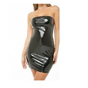 Black Vinyl Tube Dress